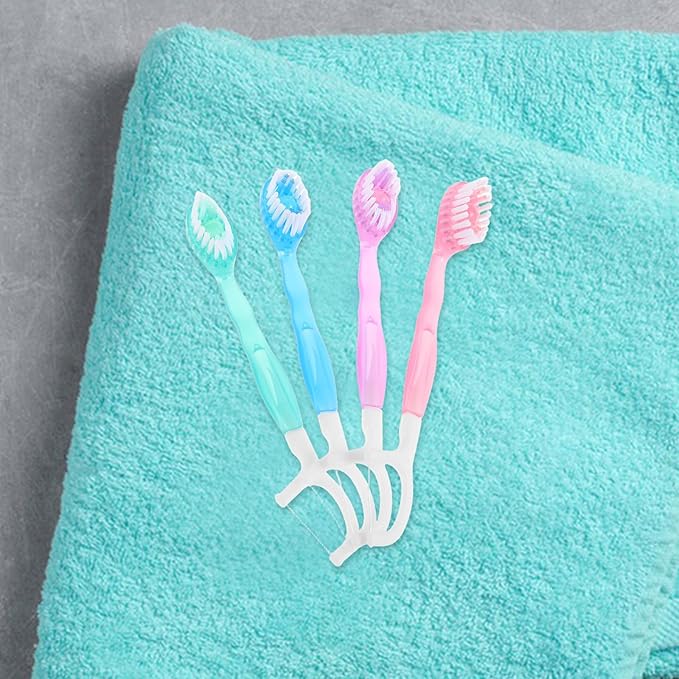 10pcs Mini Disposable Toothbrushes with Soft Bristles and Floss, Portable Oral Care Set for Travel and Outdoor Use, Compact Single-use Manual Toothbrushes