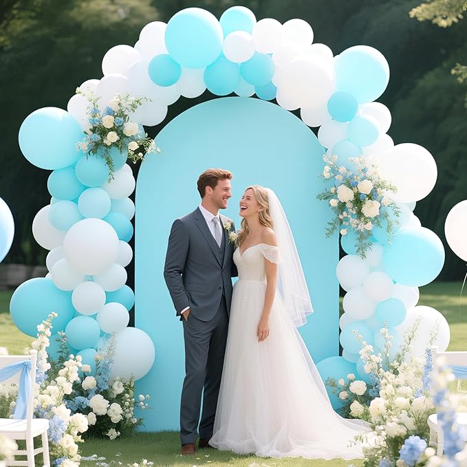 Ledido Wedding Arch Backdrop Cover 6FT 7.2FT Arch Covers 2Set Fitted Stretchy Spandex Round Top Stand Backdrop Cover for Wedding Banquet Ceremony Birthday Party Baby Shower Event Decoration,Light Blue