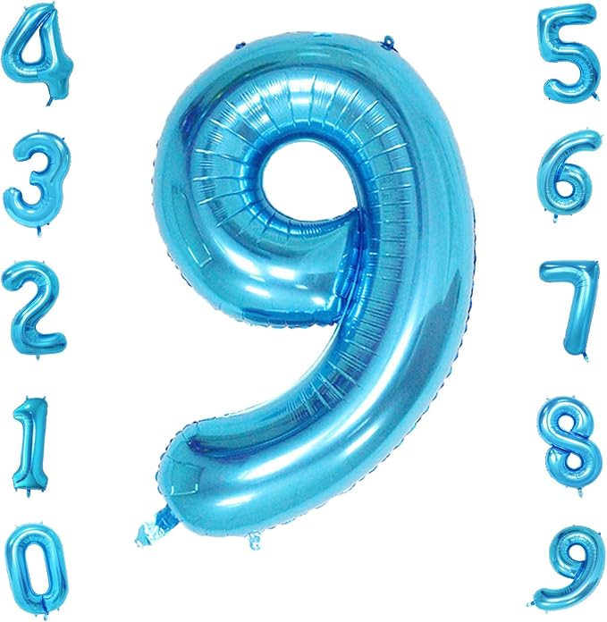 40 Inch Blue Number Balloons, Helium Mylar Foil Number Balloons for Birthdays, Number 9 Balloon for Party Wedding Bachelorette Birthday Bridal Shower Graduation Anniversary Celebration Party