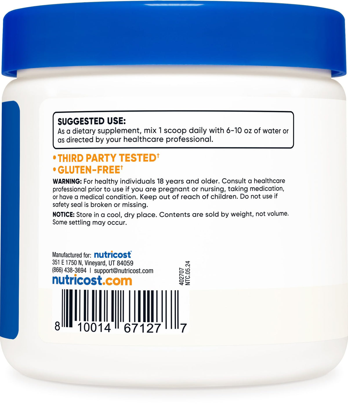 Nutricost L-Carnosine Powder 100 Grams (200 Servings) - Non-GMO
