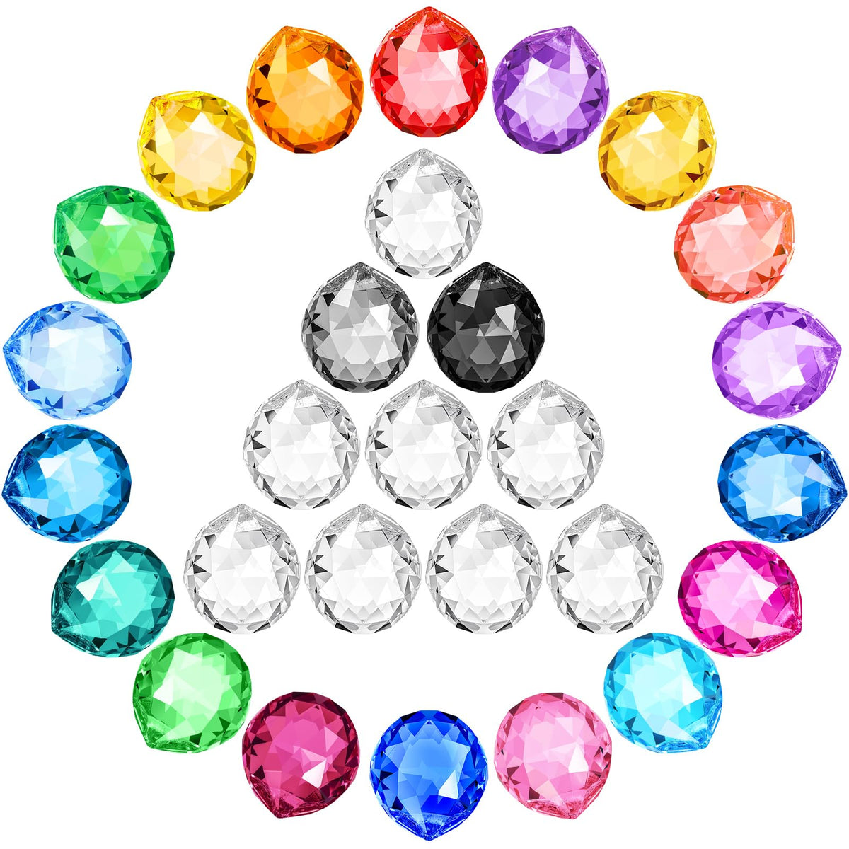 Landical 60 Pack Suncatcher Crystals Ball 20 mm Crystal Prism Clear Window Rainbow Hanging Suncatchers for Wedding, Feng Shui, Gift, Christmas Tree Decoration(Multicolor)