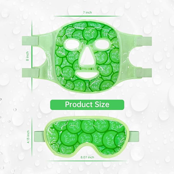 ZNÖCUETÖD Face Eye Mask Ice Pack for Reducing Puffiness, Bags Under Eyes, Puffy Dark Circles, Migraine,Hot/Cold Pack with Soft Plush Backing (Cucumber Green)