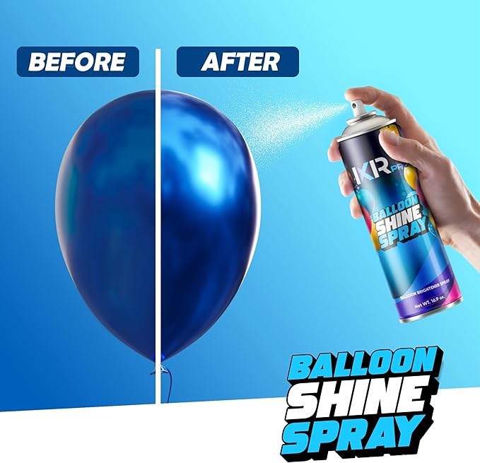 Balloon Shine Spray (16.9 oz) Set Instant High Shine Gloss for Party Balloons Long Lasting Finish for Party Decoration Includes Gloves & Protective Cover
