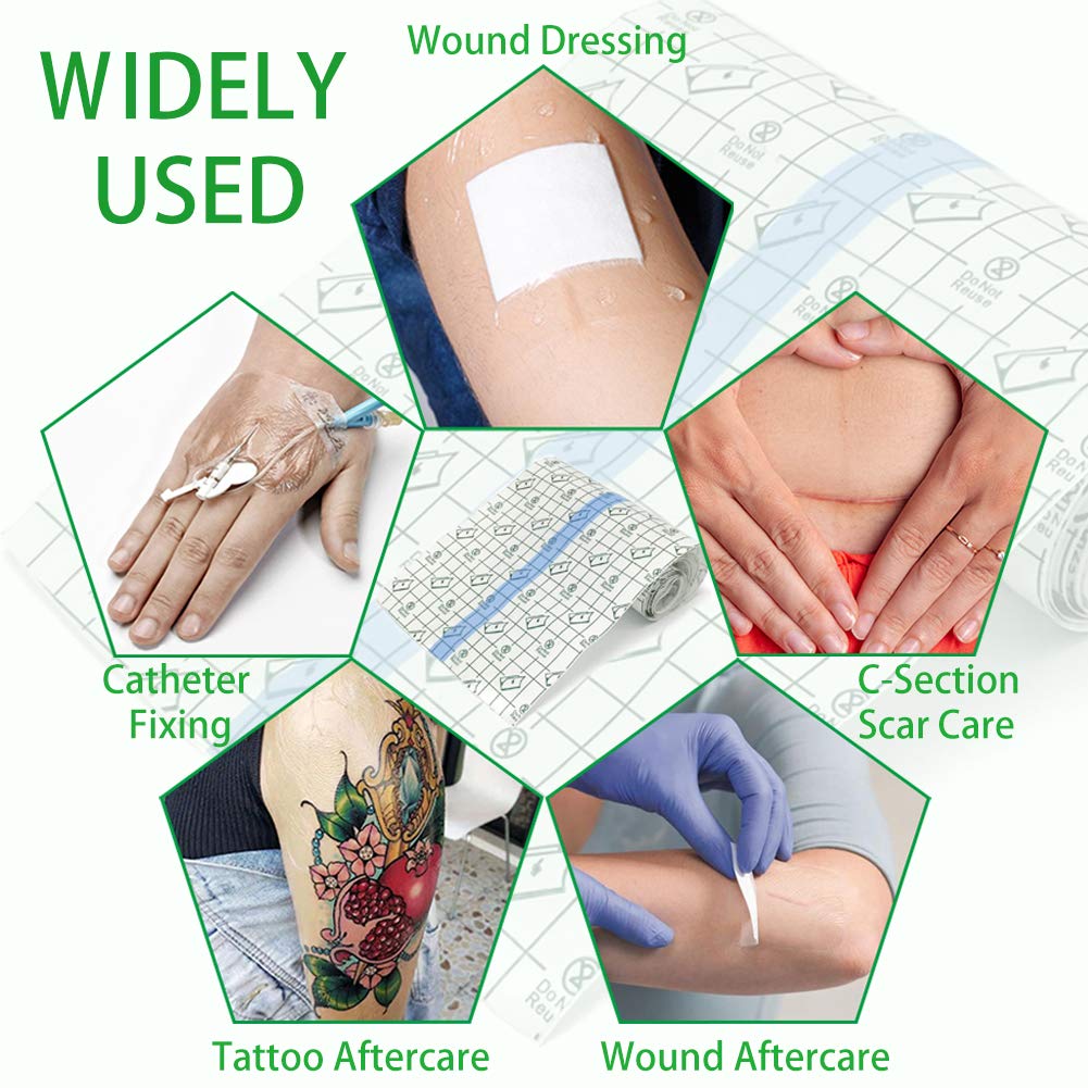 Tattoo Aftercare Bandage Roll 6" x 10 Yard - Waterproof Transparent Film for Tattoo Initial Healing and Skin Repair Adhesive Tattoo Supply Wrap