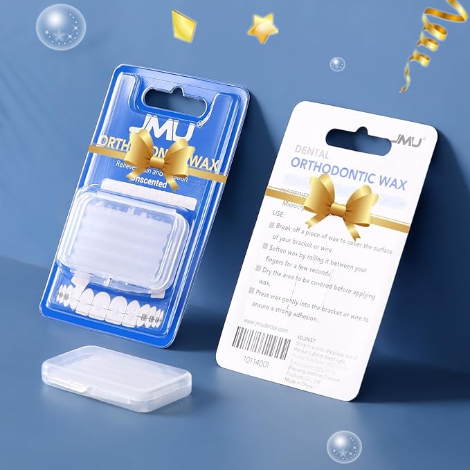 JMU Orthodontic Wax for Braces 10 Pack, Precut 500 Braces Wax Dots, Dental Wax Unscented
