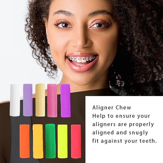 120PCS Aligner Chew,10 Mix Colors Chew for Invisalign Aligners,Orthodontic Silicone Chompers Aligner Trays Seaters