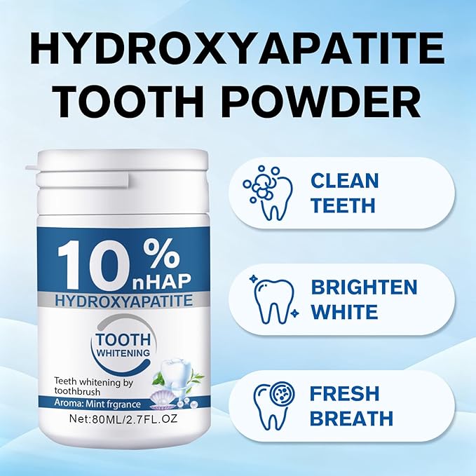 Microcrystalline Hydroxyapatite Powder, 10% Hydroxyapatite Tooth Powder Hydroxyapatites Toothpaste Powders 2 Pack / 80g