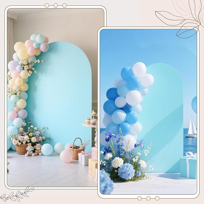 Ledido Wedding Arch Backdrop Cover 6FT Arch Covers Fitted Stretchy Spandex Round Top Stand Backdrop Cover for Wedding Banquet Ceremony Birthday Party Baby Shower Event Decoration,Light Blue