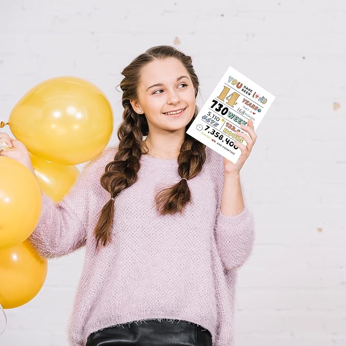 14th Birthday Card for Girls Boys, 14 Years Old Birthday Card for Son Daughter, 14th Birthday Gift Ideas Boys Girls Him Her, Sweet Fourteen Years Old Bday Decorations