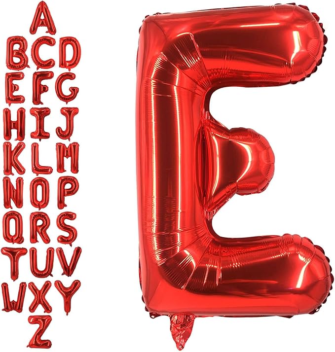 40 Inch Red Letter E Balloons, DIY Phrase Foil Alphabet Letter E Balloons DIY Word E Banner for Birthday Anniversary Celebration Graduation Party Supplies Decoration