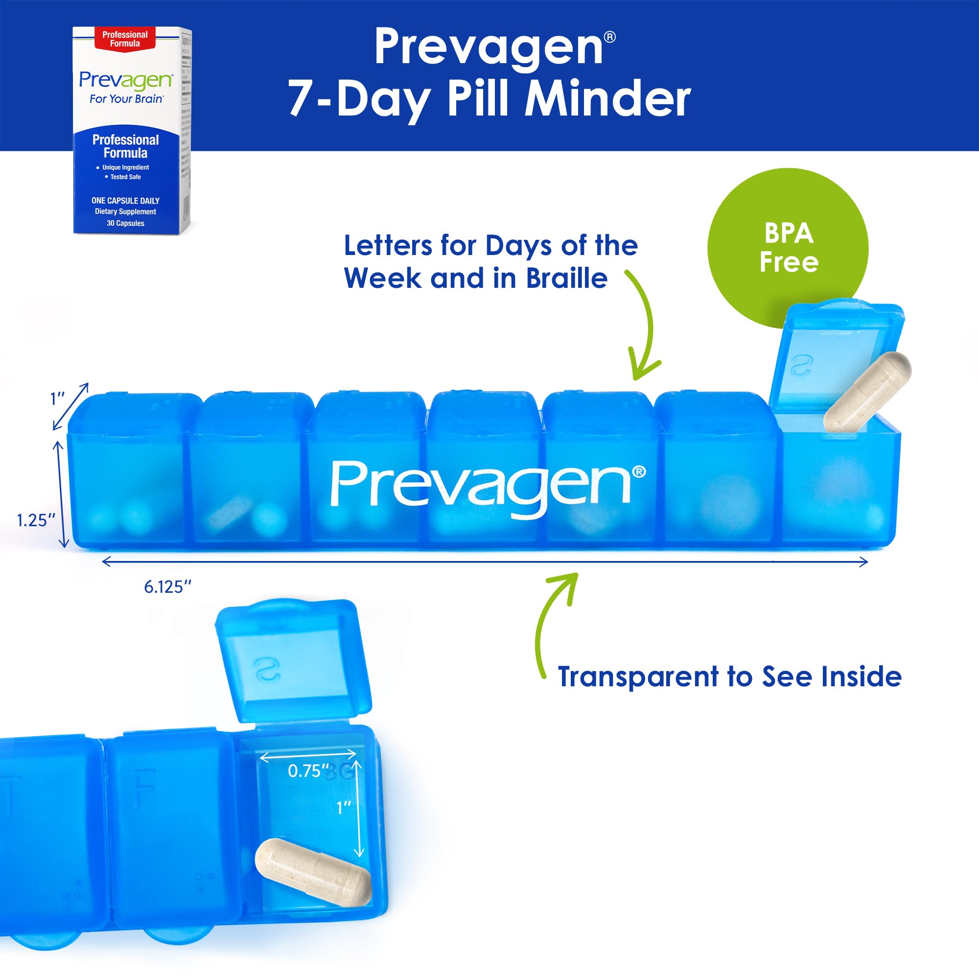 Prevagen Professional Formula - 30 Capsules (1 Month Supply) | Formulated for Your Brain | 40mg of Apoaequorin Plus Vitamin D3 with 7-Day Pill Minder