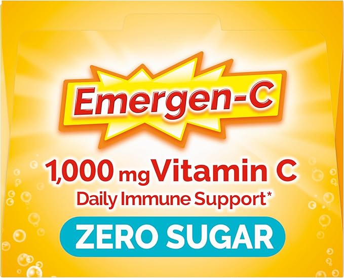 Emergen-C Zero Sugar 1000 mg Vitamin C Powder for Daily Immune Support Caffeine Free Vitamin C Supplements with Zinc and Manganese, B Vitamins and Electrolytes, Raspberry Lemonade Flavor - 36 Count