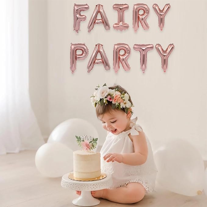 2 Set 20Pcs Rose Gold Fairy Party Letter Balloons 16in Balloon Foil Letter Decorations Party Decor Rose Gold Letter Balloons Fairy Party Party Supplies