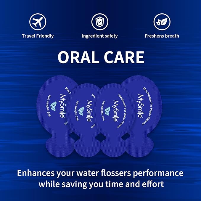 MySmile Water Flosser Mouthwash, Travel Size Concentrated Mouth Wash for Adults, 15x Concentrated Equals 200 FL oz, Alcohol Free for Bad Breath, Fresh Mint, (30 Uses, 0.06 fl oz)