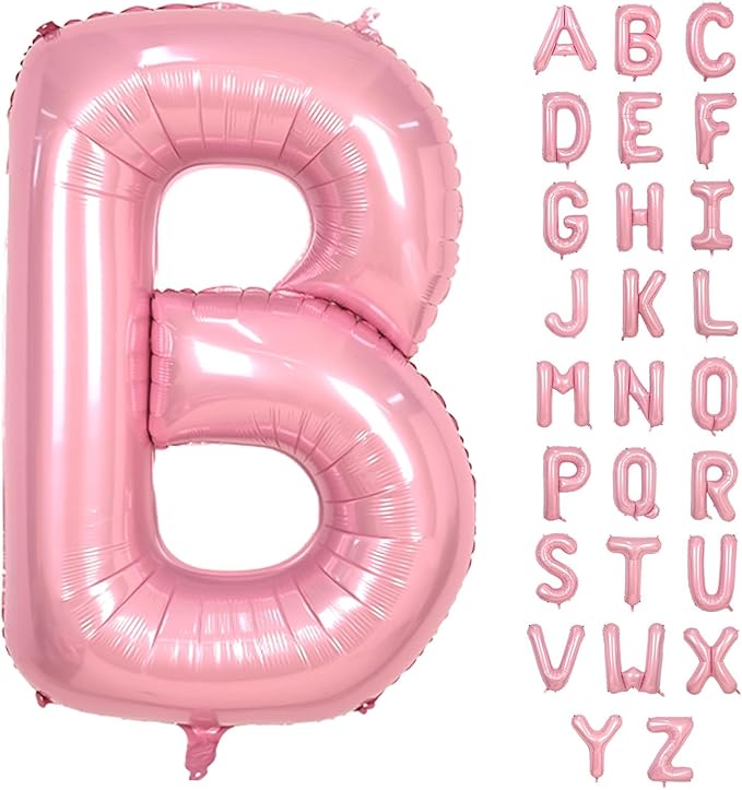 40 Inch Letter B Balloon, Large Baby Pink Letter Balloons, Single Foil Alphabet B Balloon, Big Pearl Pink Name Letters Balloon Helium for Girls Women Birthday Party Baby Shower Anniversary Decoration
