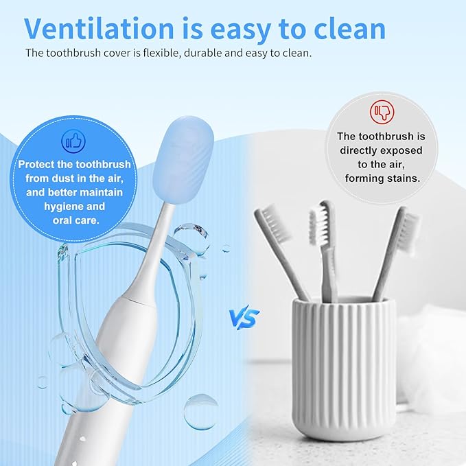 6 Pcs Toothbrush Covers Toothbrush Covers Caps，Replaceable Electric Toothbrush Head Cover Silicone Toothbrush Protector Cap for Household Travel, Bathroom, Gym，Camping