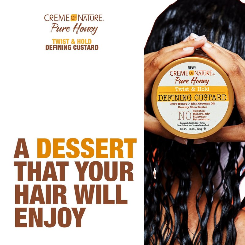 Creme of Nature Defining Custard, Pure Honey, Coconut Oil and Shea Butter Formula, Twist & Hold, 11.5 Oz