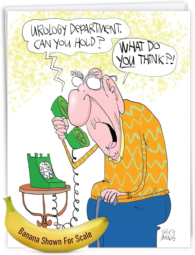 NobleWorks - Jumbo Birthday Greeting Card (8.5 x 11 Inch) - Cartoon Humor, Notecard with Envelope - Urology Department J7262BDG-US