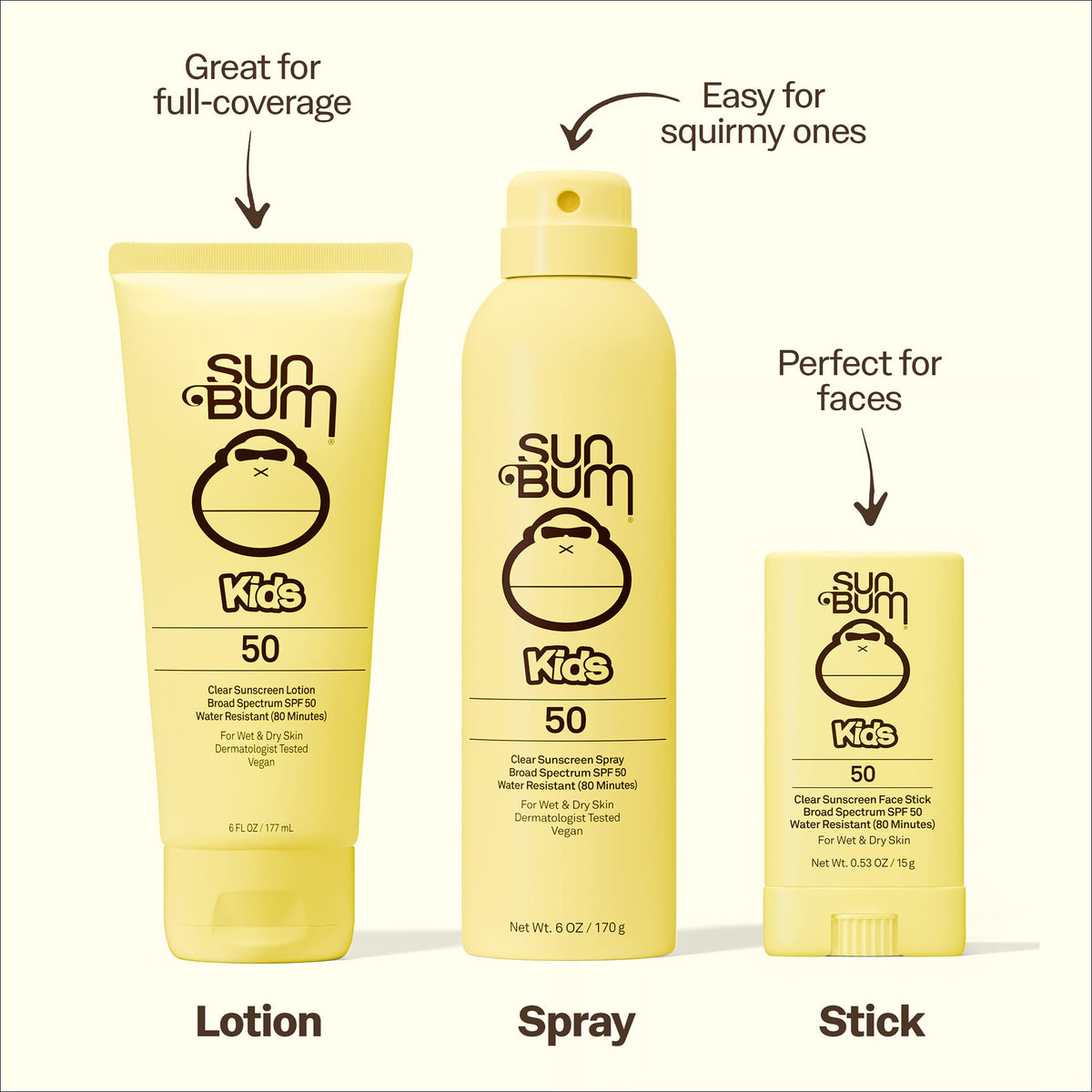 Sun Bum Kids SPF 50 Clear Sunscreen Lotion with Sonny Sticker, Wet or Dry Application, Hawaii 104 Act Compliant (Octinoxate & Oxybenzone Free) Broad Spectrum UVA/UVB Sunscreen, 6 oz (Pack of 2)