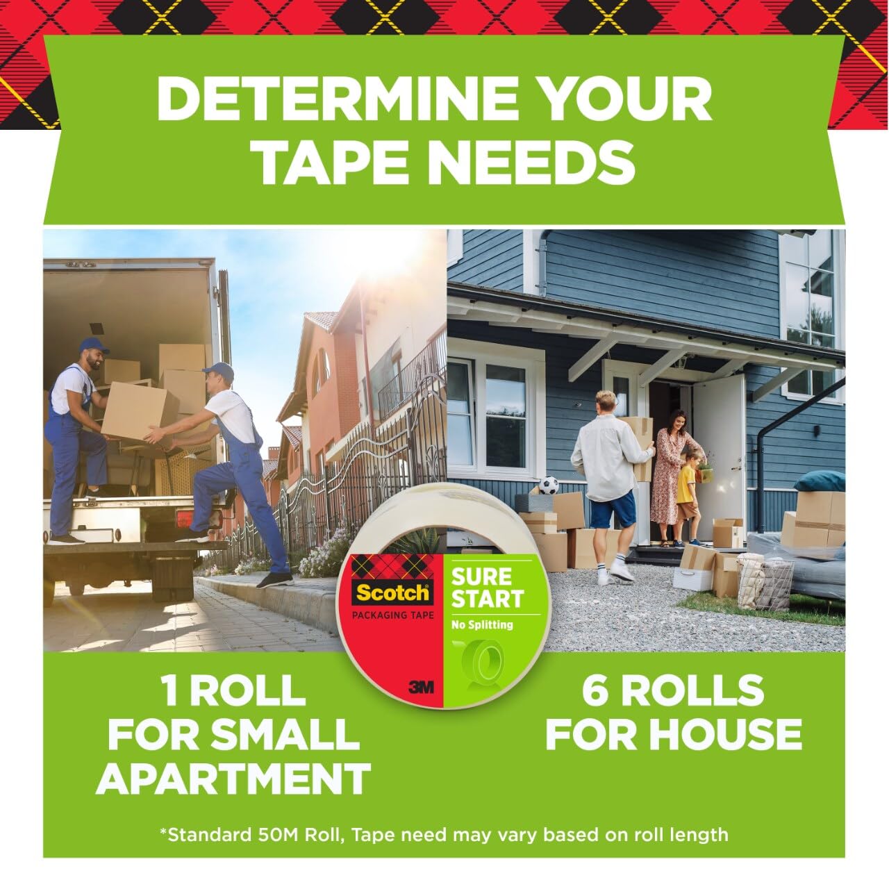 Scotch Sure Start Packing Tape, Clear, Quiet Unwind and Easy Start, 1.88 in. x 54.6 yd., 8 Tape Rolls