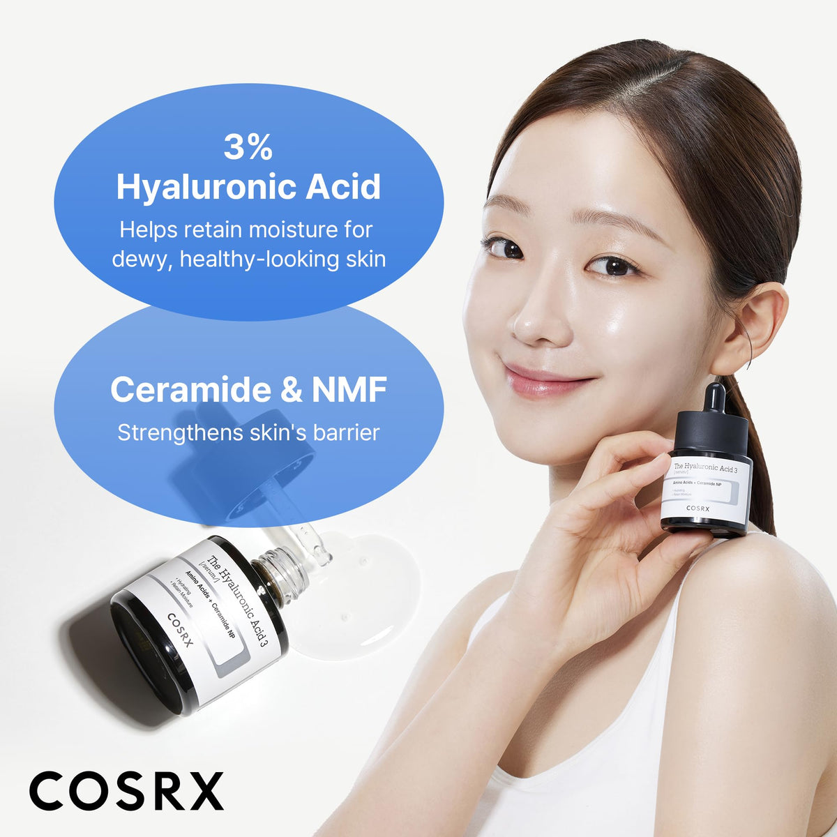 COSRX Pure Sodium Hyaluronic Acid 3% Serum, Hydratying & Moisture Boosting for Fine Lines & Wrinkles, Repair Dry Skin, 0.67fl.oz/20ml, No Artificial Fragrance, Korean Skin Care