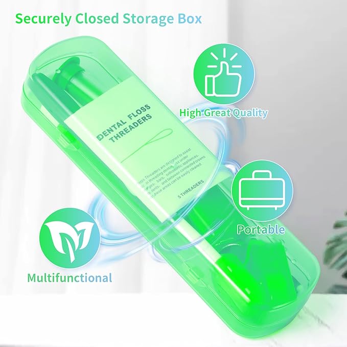 Annhua 8 Pcs Orthodontic Care Kit for Braces, Portable Braces Kit Cleaning Tools Tooth Pick Hygiene Set with Interdental Brush, Ortho Wax, Floss, Oral Mirror Included - Green