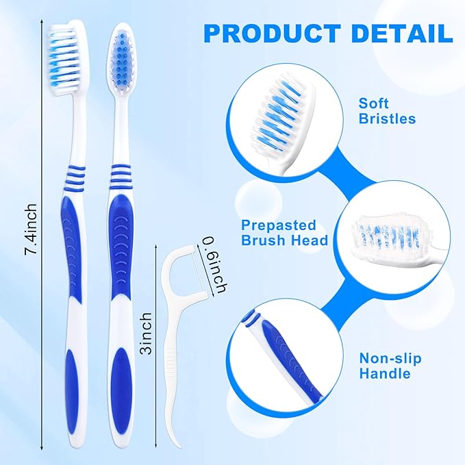 200 Prepasted Disposable Toothbrushes with Dental Floss Individually Wrapped Pre Pasted Toothbrushes Soft Bristle Travel Tooth Brush Single Use Wrapped for Hotel, Camping, Travel, Homeless
