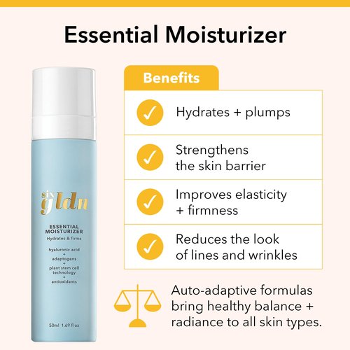 Six Gldn Essential Moisturizer Daily Face Cream with Hyaluronic Acid, Anti-Aging, Hydrating, Antioxidant, Light, Vegan, K-Beauty Korean Skincare for All Skin Types, 50 ml