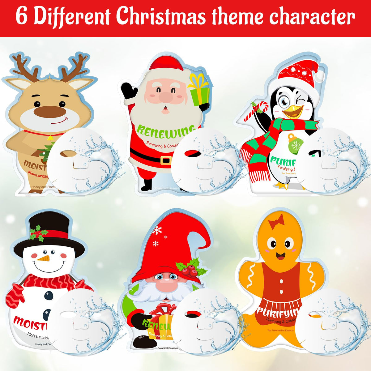 Timgle 24 Pcs Christmas Stocking Stuffers Bulk Facial Masks Skincare Face Sheet Masks Holiday Gifts for Women, Fragrance Hydrating Face Mask Spa Gifts Bulk for Coworker Adults Stocking Stuffer