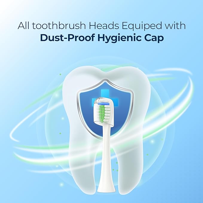 Zekecare Replacement Toothbrush Heads, Compatible with Soni-Care Click-on Toothbrush Handles, 8 Standard Phi-Lips Soni-Care Heads,Replacement Heads Extra Soft Dupont Bristles for Your Teeth, White