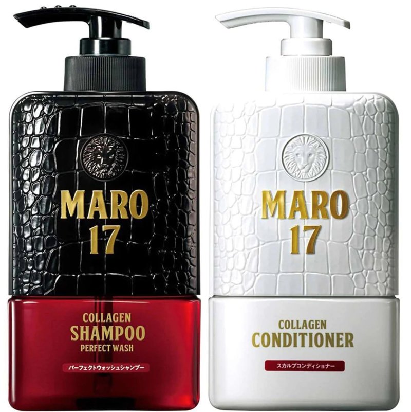 MARO17 Japan's #1 Collagen Shampoo Perfect Wash & Conditioner Duo - Moisturizing, Hair Thickening Shampoo & Conditioner Set - Cleanses Dirt & Regenerate Collagen to Support Healthy Scalp & Fuller Hair