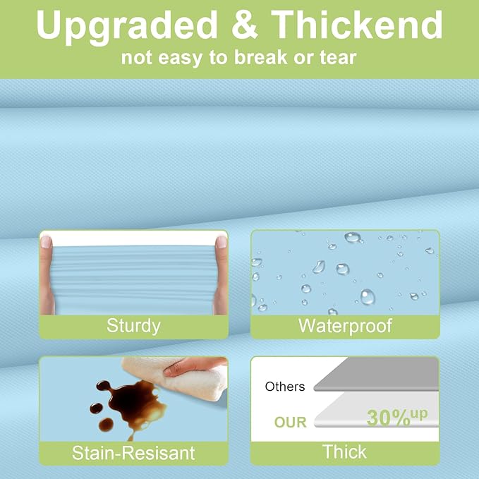 QIKSION Light Blue Plastic Table Cloth Disposable 2 Pack, 54 x 108 Inch Tablecloths for Baby Shower Birthday Party, Easter Decorations, Rectangle Table Cover