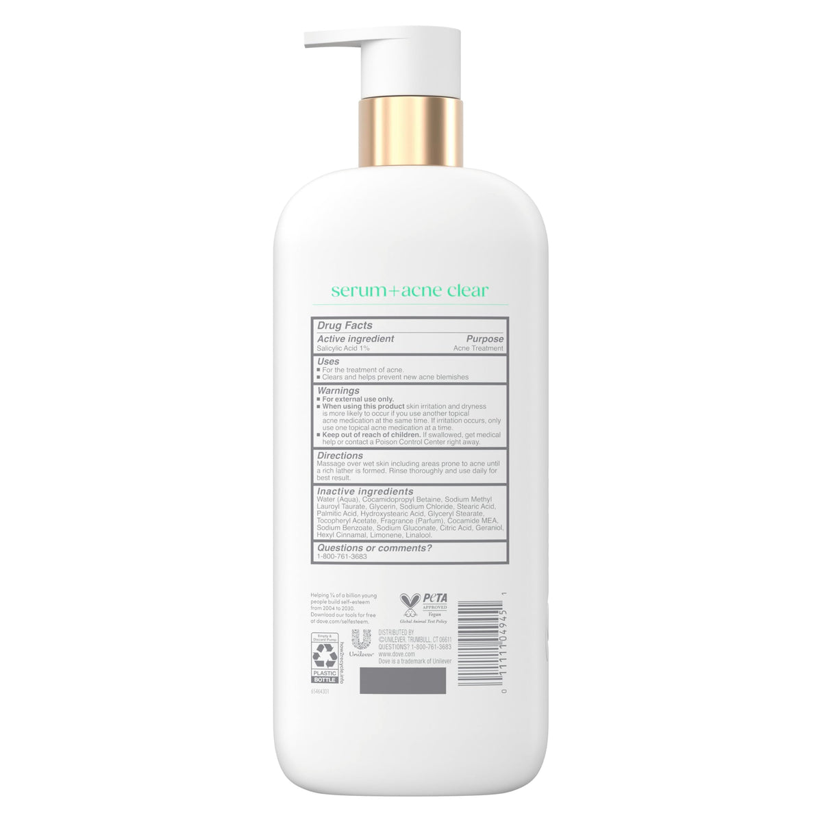 Dove Serum Body Wash Acne Clear with Salicylic Acid, 18.5 oz I Acne body wash with 1% salicylic acid to help clear and prevent acne breakouts
