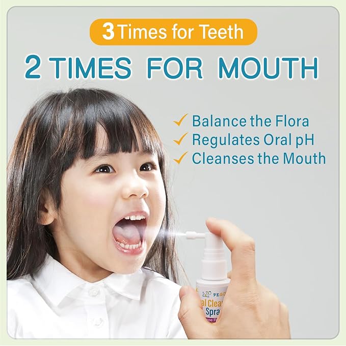 PEGO Kids Oral Spray, Toddler Toothpaste Helper for Fresh Breath，Kid's Mouth Spray with Fluoride Free for Newborn to 12 Years (2Pack, Grape)