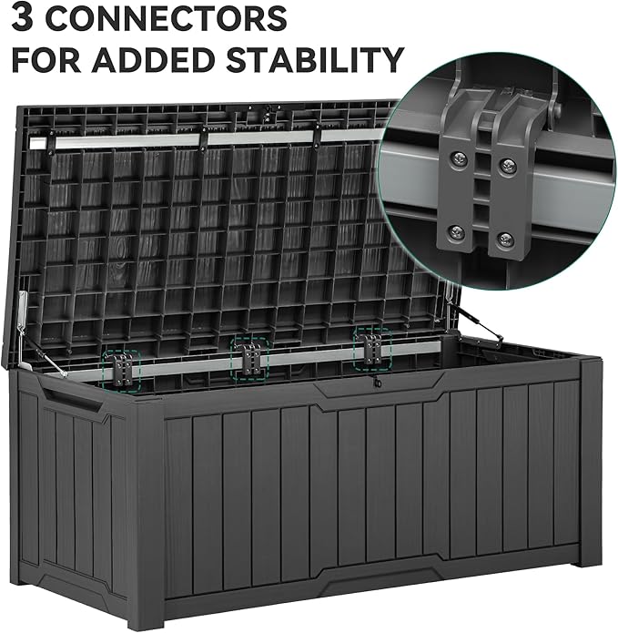 YITAHOME 120 Gallon Outdoor Storage Deck Box, Large Resin Patio Storage for Outdoor Pillows, Garden Tools and Pool Supplies, Waterproof, Lockable, (Dark Grey)