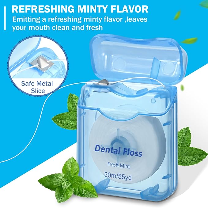 Mimorou 96 Pack Dental Floss Bulk Mint Flavored Floss 50m Each Travel Dental Oral Care for Teeth and Gum Protection(Colorful)