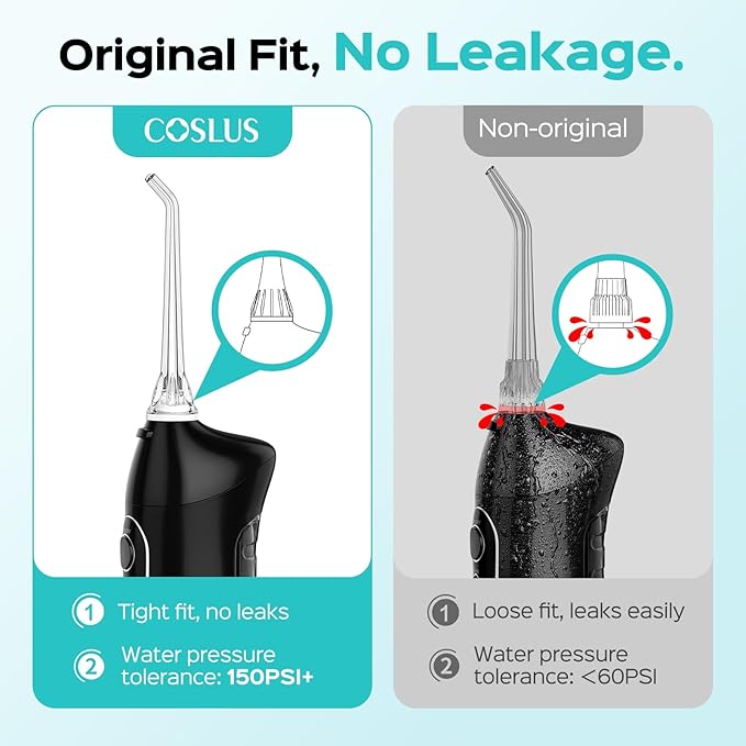 COSLUS Original Water Flosser Replacement Tips: Replacement Heads Compatible with COSLUS, Aquasonic, Nicwell, Oralfree, WELLFINE, Tovendor Water Dental Pick,Flosser Accessory, 4 Orthodontic Tips