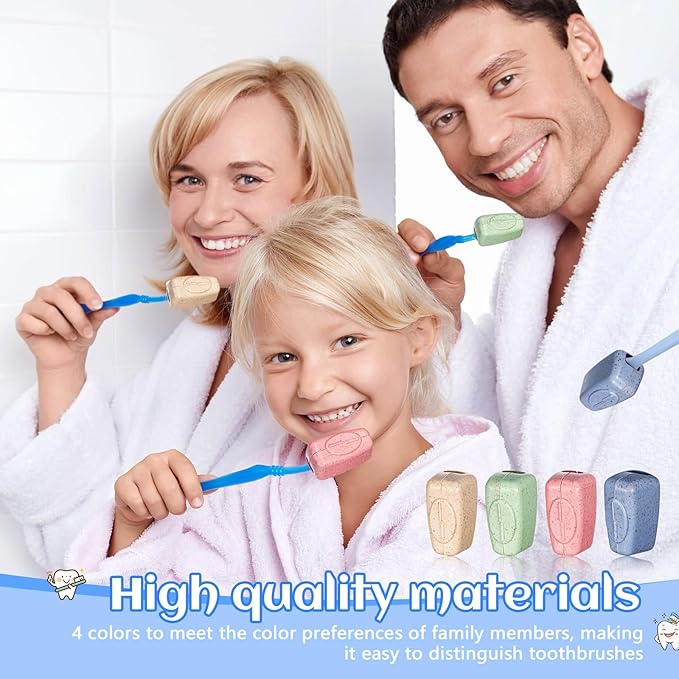 400 Pack Toothbrush Covers Portable Toothbrush Protector Coverings Clips Toothbrushes Caps Protector Family Toothbrushes Case for Travel, Camping, Bathroom(4 Colors)