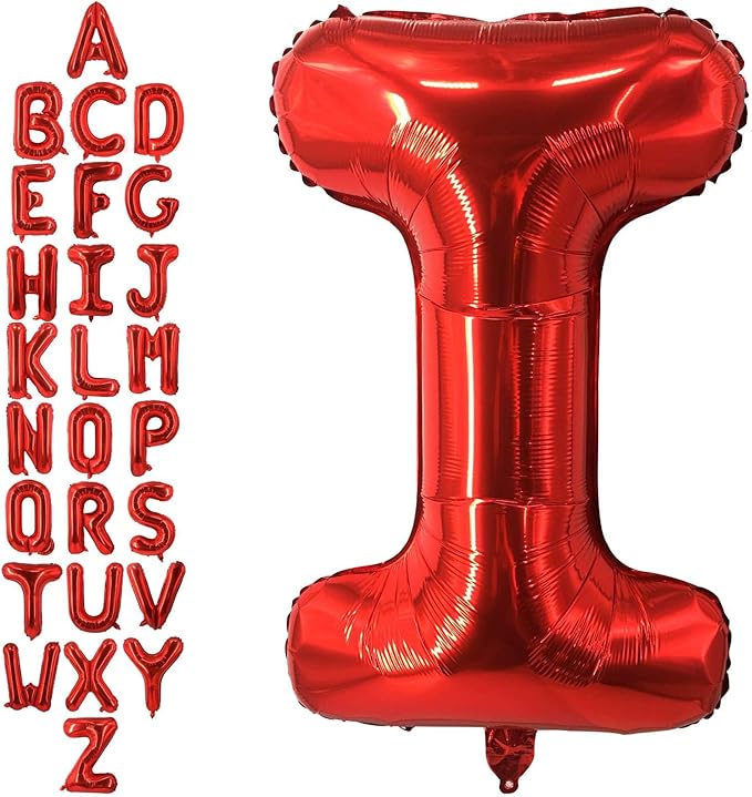 40 Inch Red Letter I Balloons, DIY Phrase Foil Alphabet Letter I Balloons DIY Word I Banner for Birthday Anniversary Celebration Graduation Party Supplies Decoration