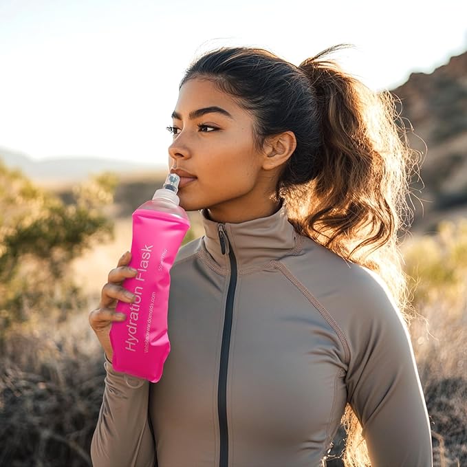 WILDREEDS 500ml Soft Flask, TPU Collapsible Soft Water Bottle for Hydration Pack, Running Vest, Folding Water Bottle for Hiking Cycling Climbing-1Pcs, Pink