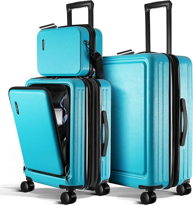 TRAVELARIM Luggage Sets 3 Piece, 20 Inch Carry on Luggage and 24 Inch Suitcases with Wheels Spinner, Durable Hard Shell Suitcase Set, Expandable Travel Suitcase, Teal