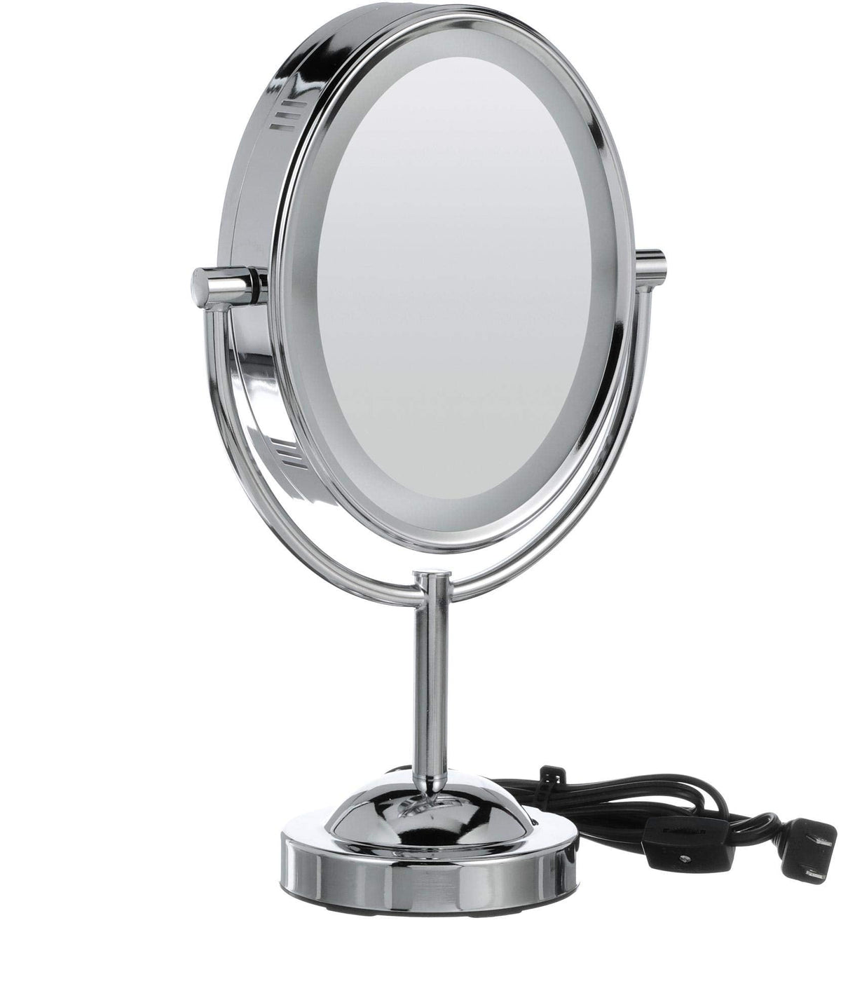 Conair Lighted Makeup Mirror, LED Vanity Mirror, 1X/7X Magnifying Mirror, Double Sided, Corded in Polished Chrome