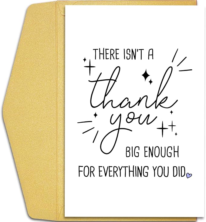 Qiliji Funny Thank You Card, Humor Appreciation Card for Women Men, There Isn't A Thank You Big Enough For Everything You Did