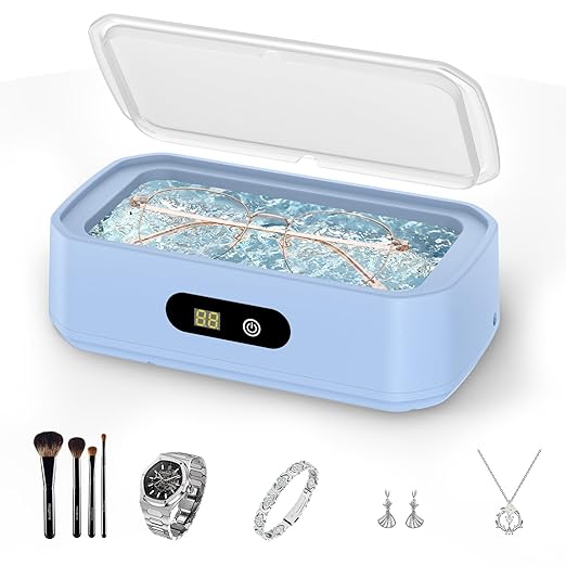 2025 Upgrade Large Capacity Ultrasonic Cleaner, 50Khz Ultrasonic Cleaner Machine with 5 Modes Timer for Glasses Dentures-304 Stainless Steel Tank, Blue