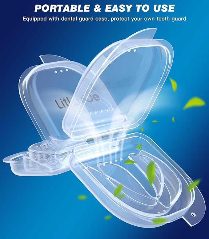 Mouth Guard for Grinding Teeth at Night,Teeth Grinding Mouth Guard for Sleep,Reusable Guards for Sleeping,4 Pack/2 Size,Clear