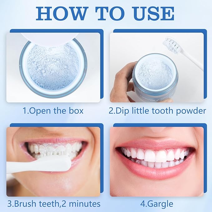 Teeth Whitening Powder, Dentist Approved-Repair Enamel & Sensitivity-Free Whitening Tooth Powder, 6 Month Supply, Tea, Coffee, Wine & Smoking Stains Remover, Peroxide Free, Cool Mint Flavor