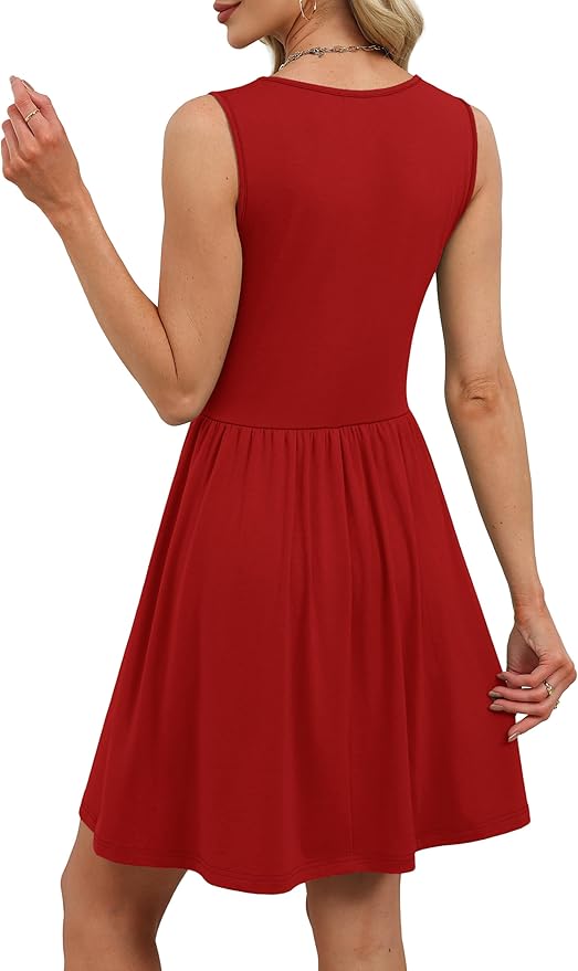 OFEEFAN Summer Dresses for Women Beach Fashion Sundresses Babydoll Dress Button Down Boho Dresses Cute Cross