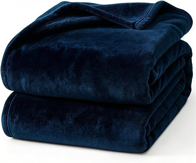 Hansleep Fleece King Size Blanket for Bed Navy, Super Soft Flannel Fuzzy King Size Plush Cozy Blanket for All Seasons, Navy, King 90x108 Inches