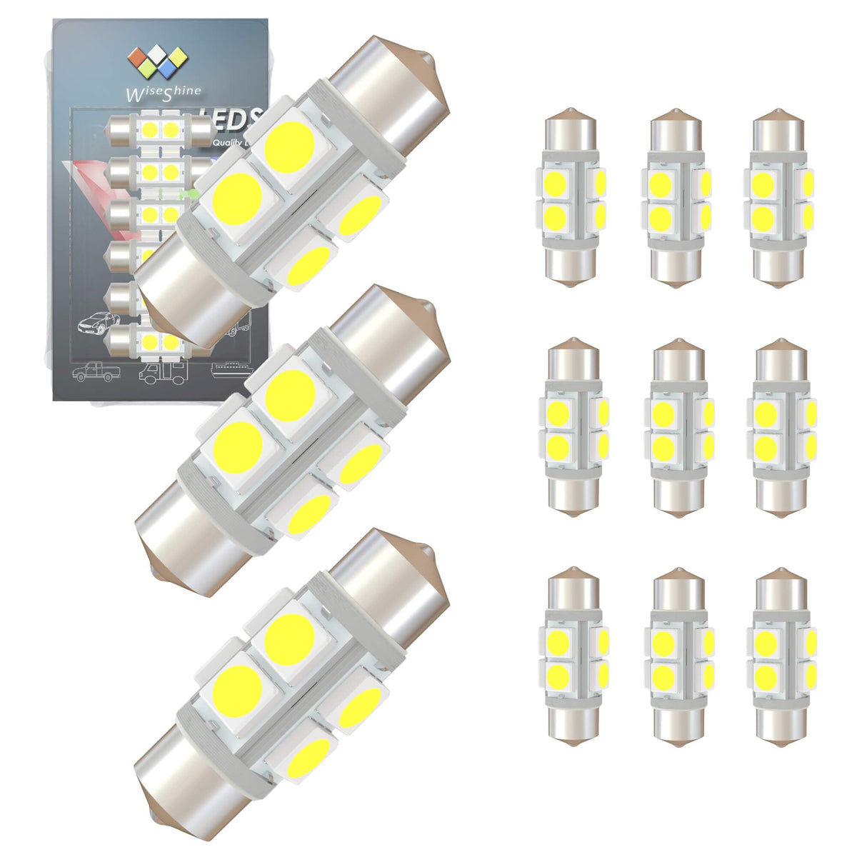 Wiseshine DC 24V 36mm 6418 6411 Festoon LED Bulb Extremely Super Bright 6000K White C5W LED Bulbs for Truck Interior Reading Map