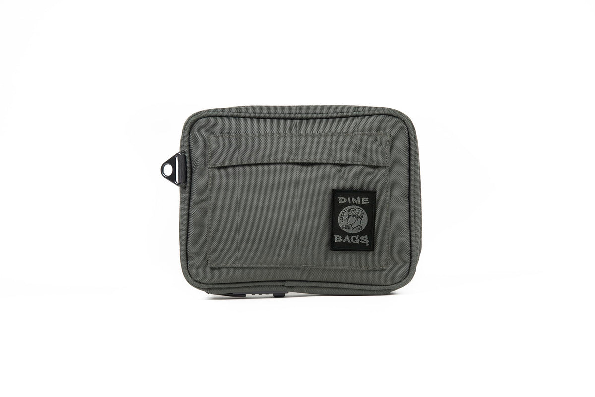 DIME BAGS Lockable Odor Sealing Padded Pouch, Carbon Lined for Scent Protection, Durable Water-Resistant Case with 3-Digit Combo Lock & Hidden Storage Pocket, Changeable Patch (7 Inch, Green)